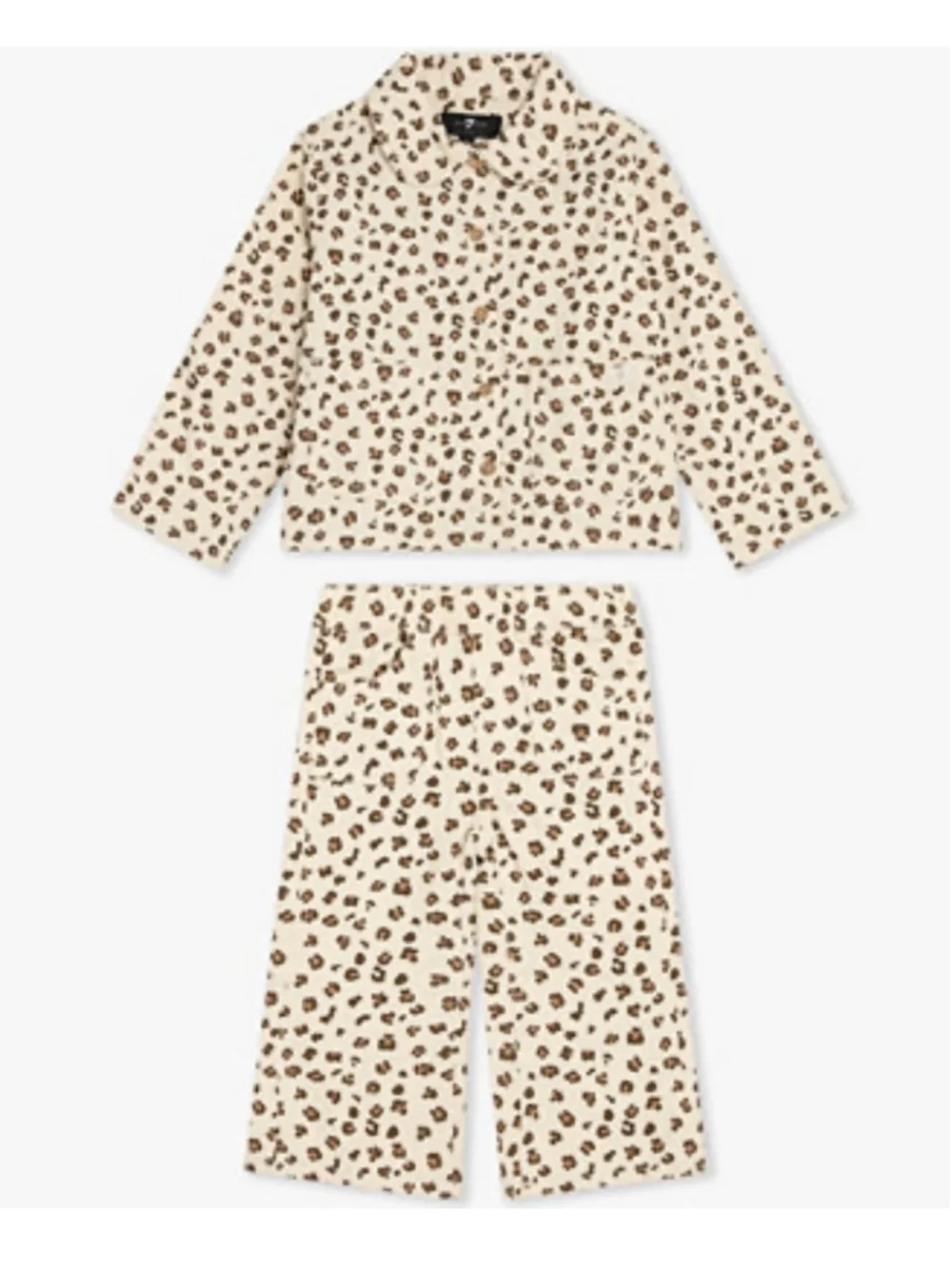 Girls 7 For All Mankind Leopard Print Matching Set, Size 12m, Beige and Brown